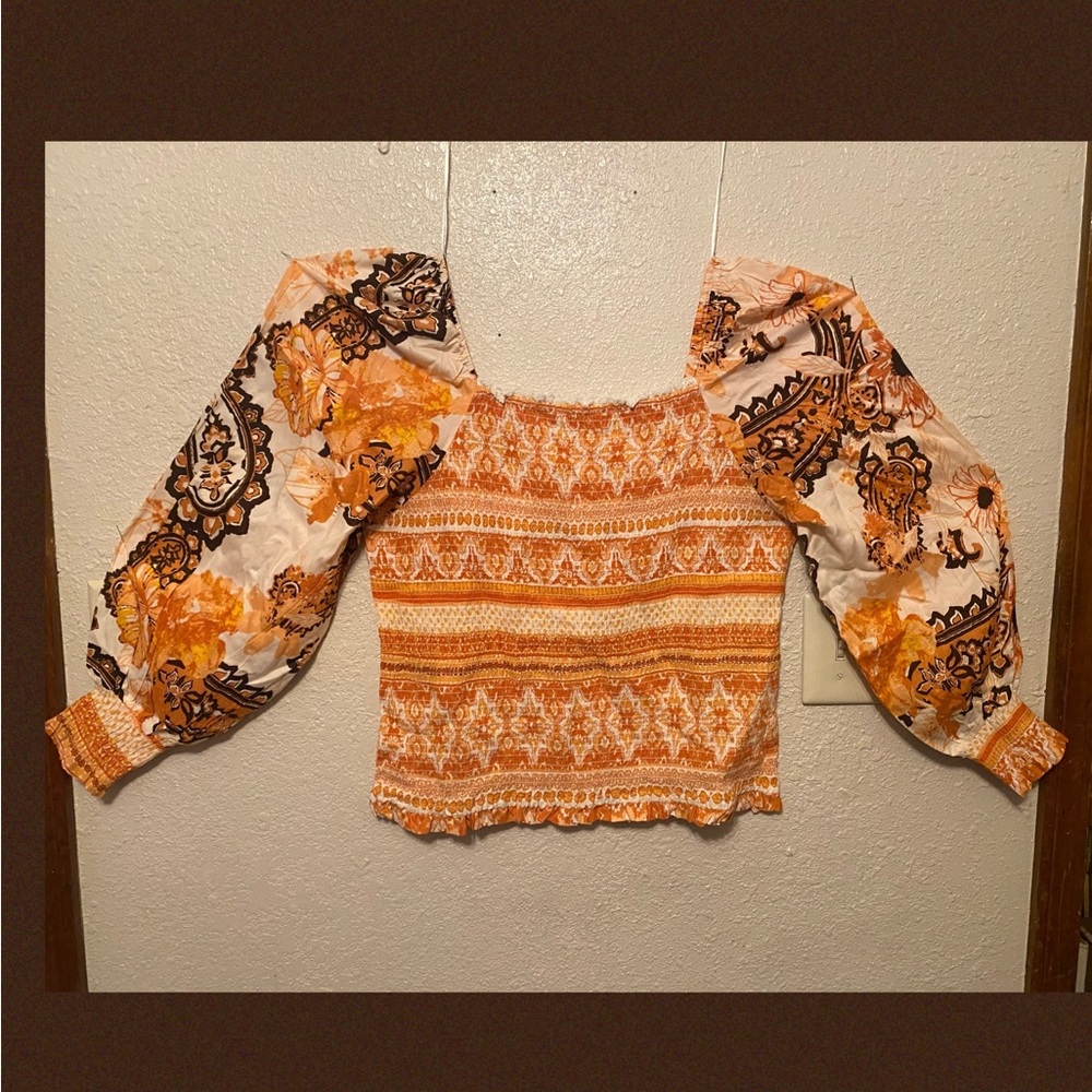 NWT CATO CROP OFF/ON SHOULDER LONG SLEEVE STRETCH TOP SIZE XL